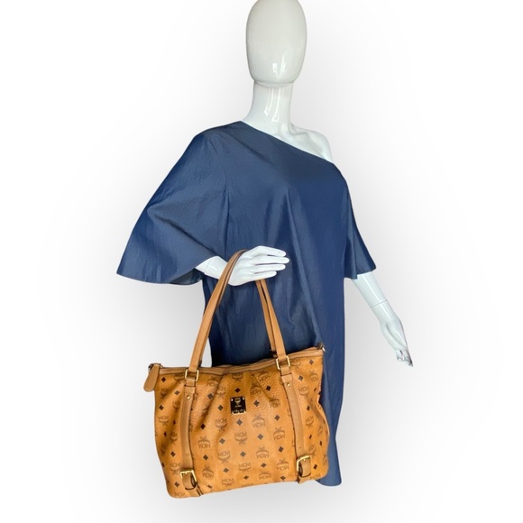 MCM Tan Visetos Convertible Shopper Tote Bag - Picture 7 of 16